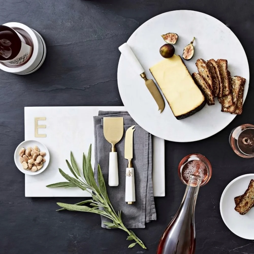 NWT Williams Sonoma Marble & Brass Monogram “H”Board